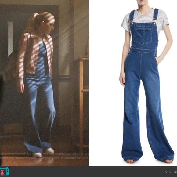 Wide Leg Denim Overalls by Frame - Picture 1 of 7